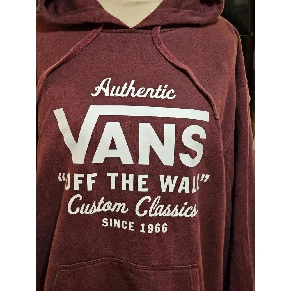 Vans Off the Wall Custom Classics Hoodie Adult M Skateboard Maroon - Picture 2 of 9